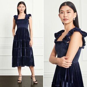 💕HILL HOUSE💕 ~ Ellie Nap Dress ~ Navy Blue Velvet Large NWT